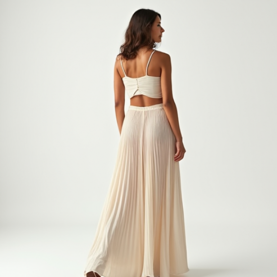 Modern Urban Cut-Out Chiffon Pleated Maxi Skirt