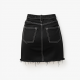 Midnight Black Animal Print Cut-Out Denim Mini Skirt