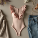Korean Chic Solid Color Ruffled Bodysuit
