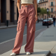 Dusty Rose Cut-Out Off-Shoulder Cargo Pants