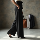 Classic Black Wrap Wide-Leg Pants