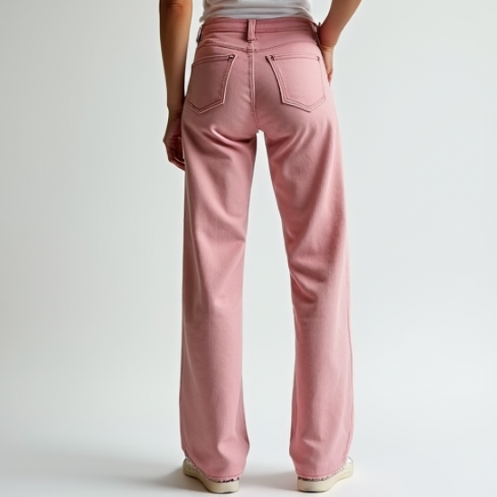 Pastel Pink Abstract Print Cowl Neck Straight Jeans