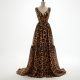Retro Animal Print Tiered Evening Gown
