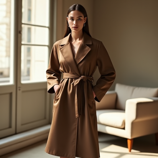 French Style Silk Wrap Front Coat