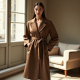 French Style Silk Wrap Front Coat