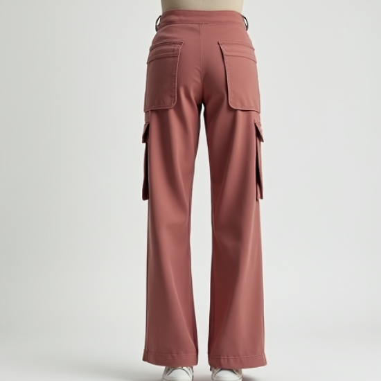 Dusty Rose Cut-Out Off-Shoulder Cargo Pants