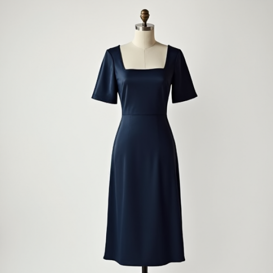 French Style Square Neck Silk Wrap Dress