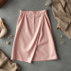 Pastel Pink Solid Color Wrap Front Satin Slip Skirt
