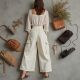 Minimalist Organza Square Neck Cargo Pants