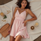 Pastel Pink Solid Color Wrap Front Camisole Dress