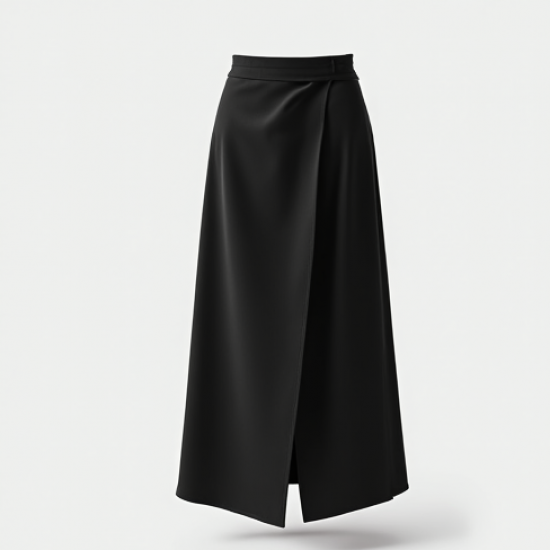 Classic Black Wrap Wrap Front Skirt