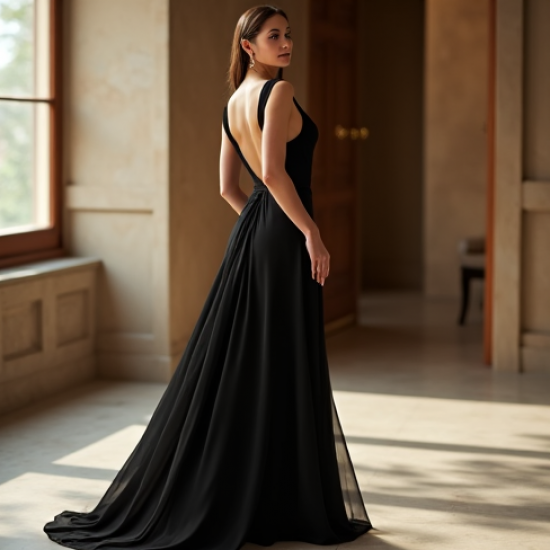Romantic Backless Georgette Evening Gown