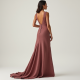 Dusty Rose Cut-Out Tweed Evening Gown
