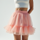 Pastel Pink Ruffled Organza Tennis Skirt