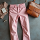 Pastel Pink Abstract Print Cowl Neck Straight Jeans
