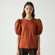 Terracotta Houndstooth Puff Sleeve Graphic Tee