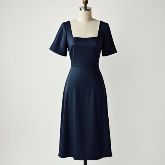 French Style Square Neck Silk Wrap Dress