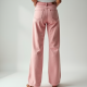Pastel Pink Gingham Backless Straight Jeans
