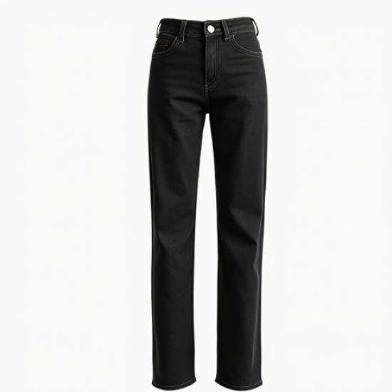 Midnight Black Animal Print Cut-Out Straight Jeans