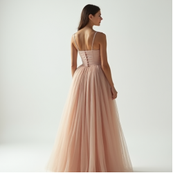 French Style Double-Breasted Tulle Pleated Maxi Skirt