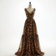 Retro Animal Print Tiered Evening Gown