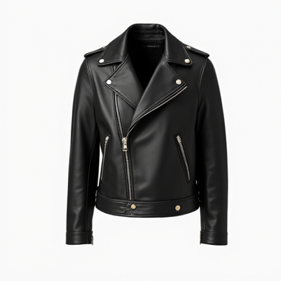 Classic Solid Color Wrap Front Biker Jacket