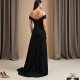 Minimalist Solid Color Off-Shoulder Evening Gown