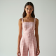 Pastel Pink Gingham Square Neck Wide-Leg Pants