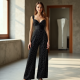 Modern Urban Polka Dot Corset Waist Wide-Leg Pants