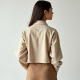 Oatmeal Gingham Smocked Cropped Jacket