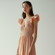 Korean Chic Solid Color Ruffled Maxi Dress