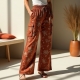 Boho Floral Print Tiered Cargo Pants