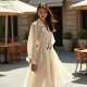 French Style Double-Breasted Tulle Trench Coat