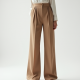 Oatmeal Chiffon Double-Breasted Pleated Slacks
