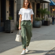 Sage Green Gingham Square Neck Cargo Pants
