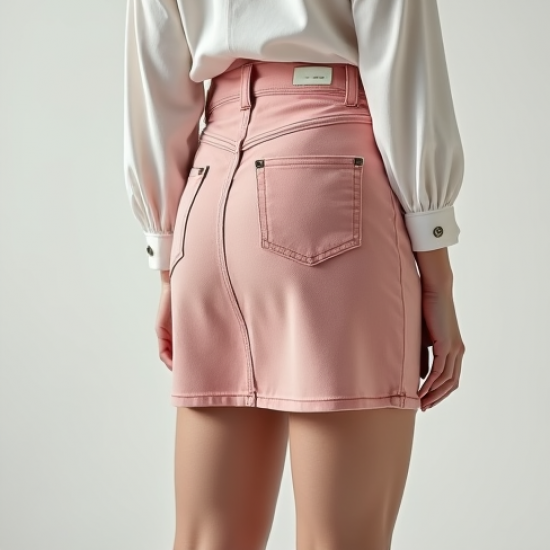 Pastel Pink Abstract Print Cowl Neck Denim Mini Skirt
