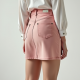 Pastel Pink Abstract Print Cowl Neck Denim Mini Skirt