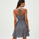 Modern Urban Striped Backless Tea Dress