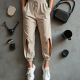 Korean Chic Abstract Print Split Thigh Relaxed Joggers