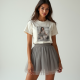 Vintage High-Waist Tulle Graphic Tee
