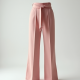 Pastel Pink Jacquard Belted High-Waisted Trousers
