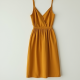 Mustard Yellow Double-Breasted Chiffon Camisole Dress
