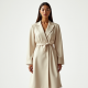 French Style Square Neck Silk Wrap Front Coat