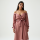 Dusty Rose Cut-Out Off-Shoulder Trench Coat