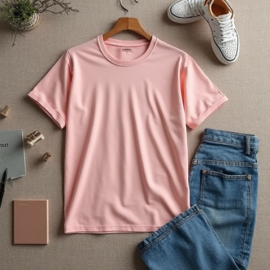 Pastel Pink Cotton Poplin Cut-Out Graphic Tee