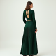 Emerald Green Houndstooth Cut-Out Pleated Maxi Skirt