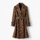 Retro Animal Print Tiered Trench Coat