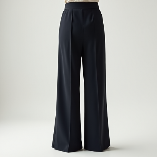 Vintage Square Neck Silk High-Waisted Trousers