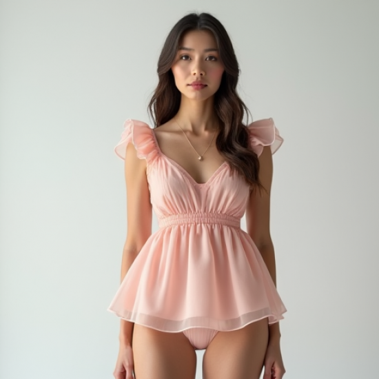 Pastel Pink Ruffled Organza Peplum Top