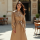 French Style Puff Sleeve Square Neck Trench Coat